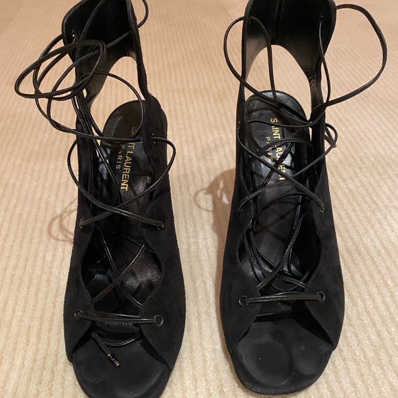 Saint Laurent 'Babies' tie up sandal black 7.5 - Picture 4 of 9